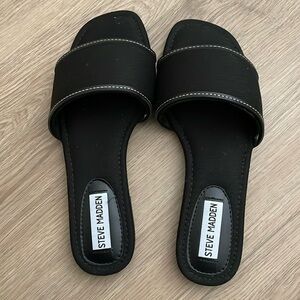 Steve Madden black denim slides 7